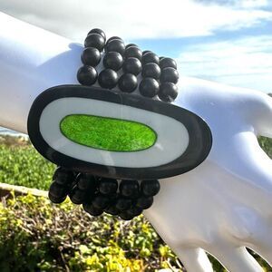 Black beaded multi strand bracelet